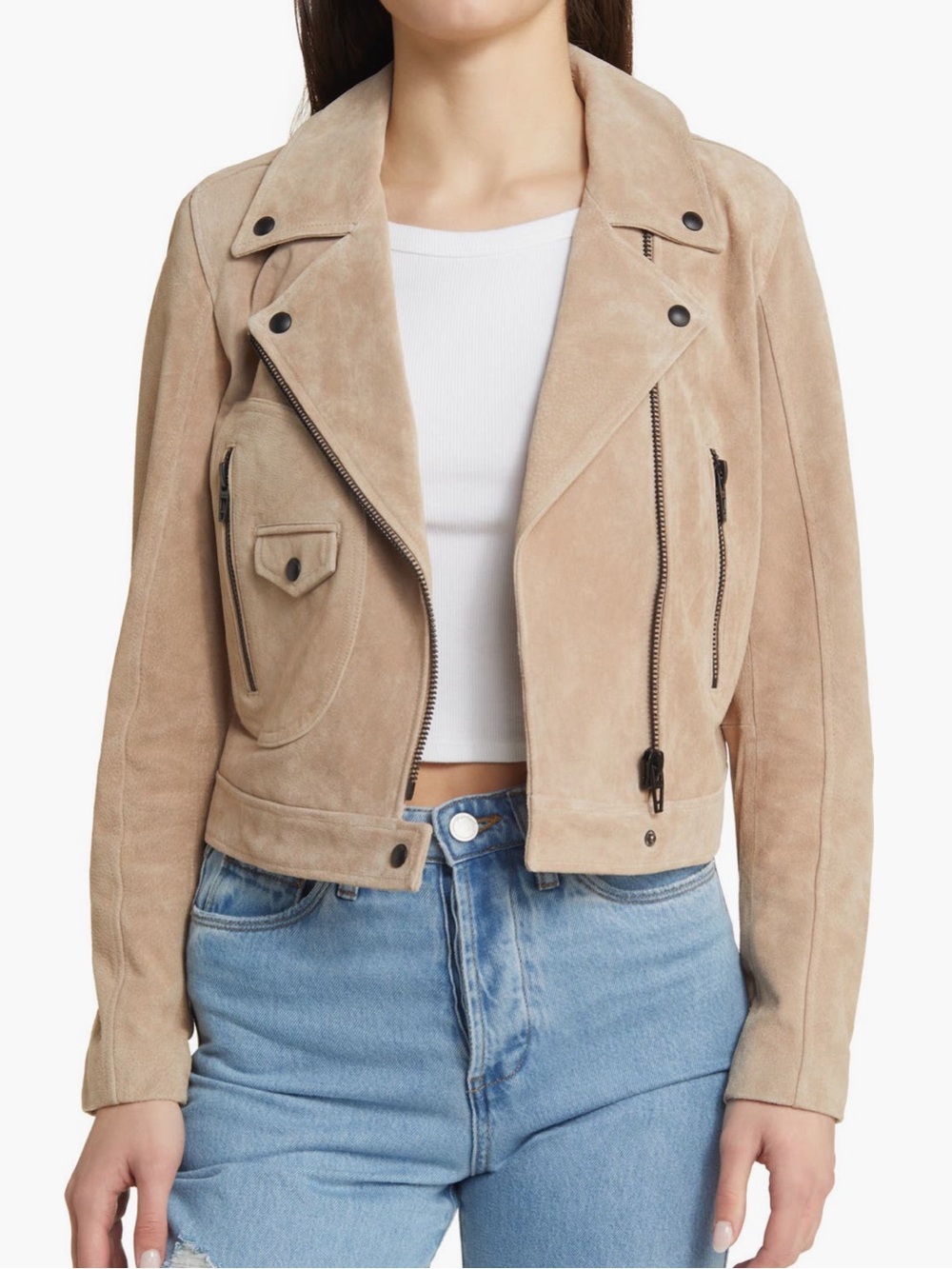 BLANKNYC Suede Moto Jacket Cold Foam Size S